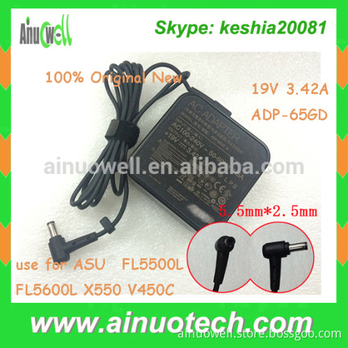 FL5500L FL5600L X550 V450C laptop adaptor for ASUS 19V 3.42A ac power charger ADP-65GD 5.5x2.5mm